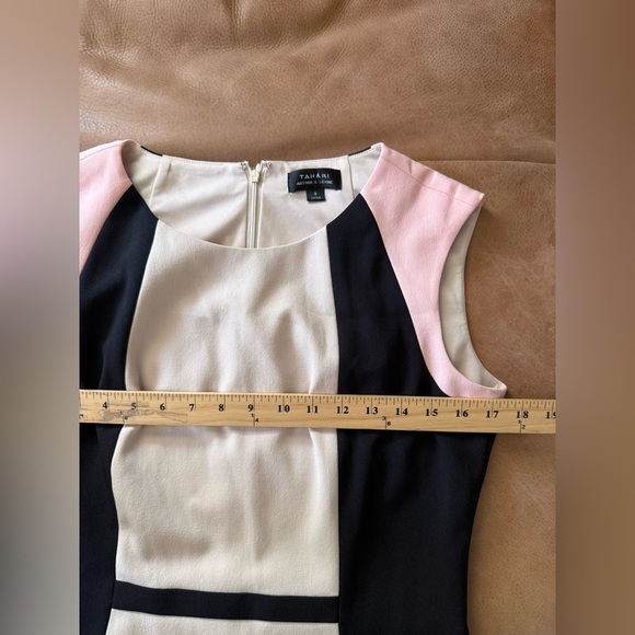 Tahari Arthur S. Levine Colorblock Sheath Dress Black Pink White Sz 8 - Picture 4 of 6